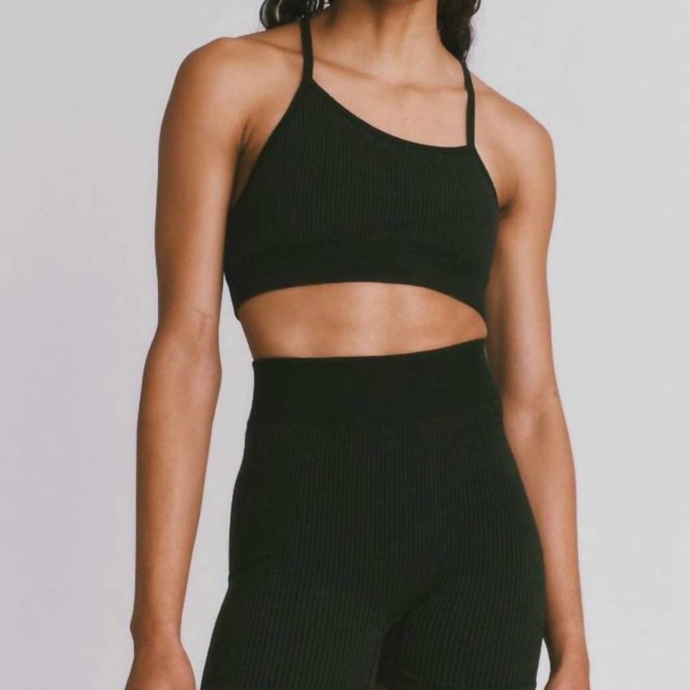 Nagnata Black Ribbed High Waist Shorts